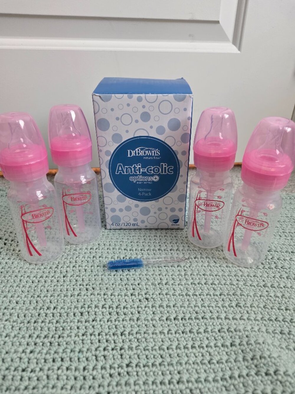 Dr. Brown's Anti-Colic Narrow Baby Bottle, Pink, 4 oz, 4-Pack